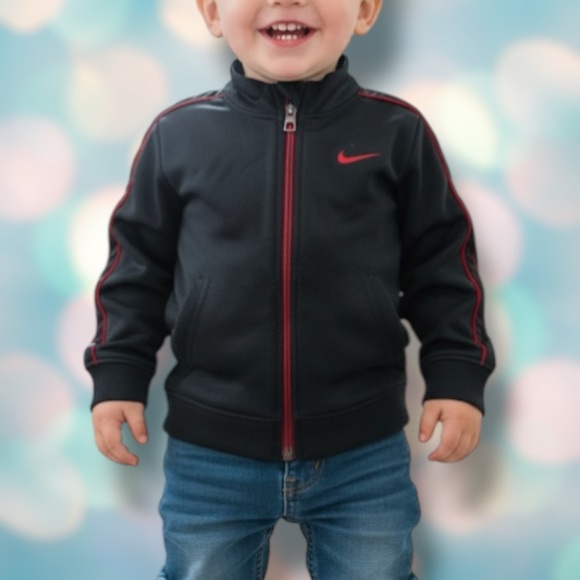 Nike Other - Nike Baby Boy’s Black Red Athletic Zip Sweatshirt Size 24 Months